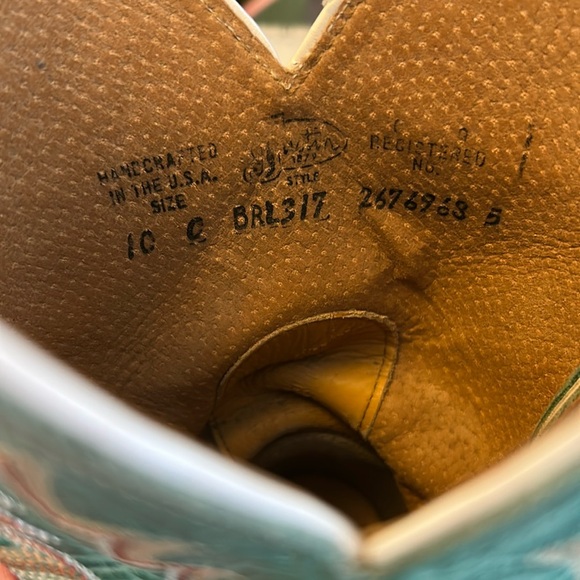 Justin Women's Bent Rail Kennedy Western Boots Size 10C Turquoise Green & Brown - Picture 3 of 15